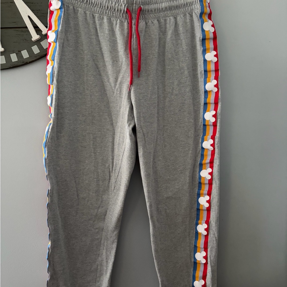 Disney Gray elastic waist Sweatpants with Red Drawstring size large